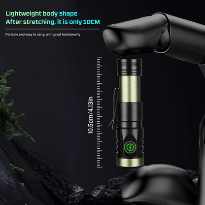 Rechargeable LED Flashlight Powerful Torch with Side Light Power Bank Zoom Emergency Lamp Outdoor Strong Light Camping Lantern