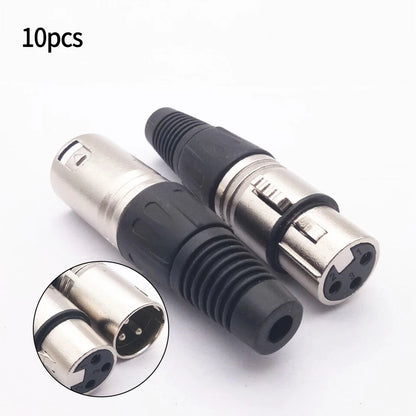 10 Pairs/PCS XLR DMX 3 Pin Audio Microphone Cable Connectors 10pcs Male + 10pcs Female MIC Snake Plug Cable Adapters 8 Options