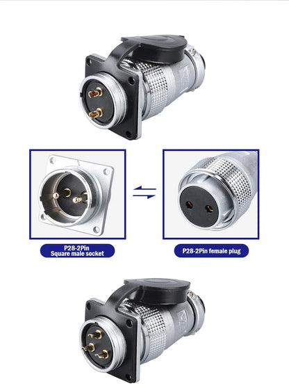 P28 Aviation Connector Square Flange Socket Male Female Circular Butt Joint 2/3/4/5/7/10/12/14/16/19/20/24 Pin P28K2Q PLS28