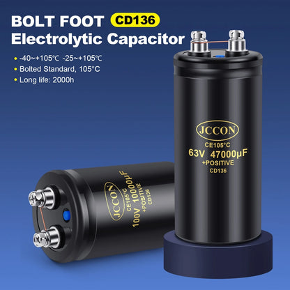 400V 4700µF CD136 Bolt Electrolytic Capacitor 76x105mm CE 105℃ With Bracket 2000H