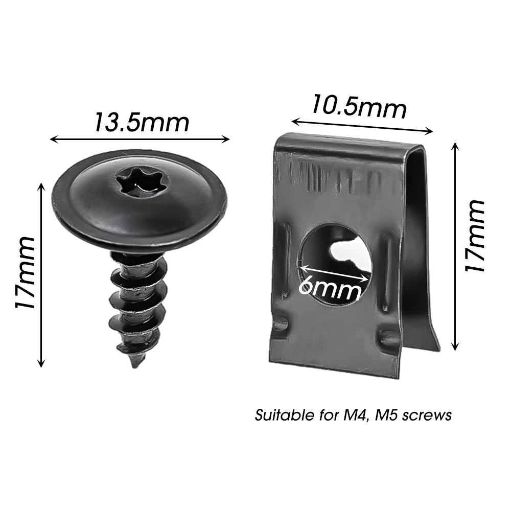 Auto Metal U-Shaped Spacers &amp; Self-Tapping Screws Kit — Car &amp; Motorcycle Body Panel Modification Accessories