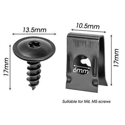 Auto Metal U-Shaped Spacers &amp; Self-Tapping Screws Kit — Car &amp; Motorcycle Body Panel Modification Accessories
