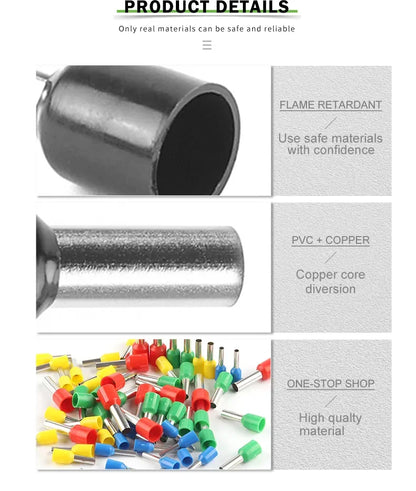 Crimping Sleeve Terminal Wire Connector Electrical Kit with Mini Crimping Plier Boxed VE Insulated Terminals