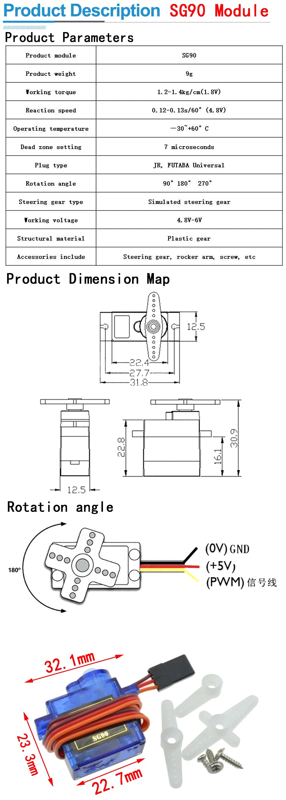 RC Mini Micro Servo Tester for SG90 MG90S SG92R Plastic Gear Servos Arduino DIY