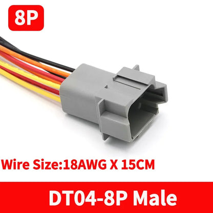 Deutsch DT Waterproof Connector with 15cm Wire DT06-2S DT04-2P 2/3/4/6/8/12 Pin 16-22AWG