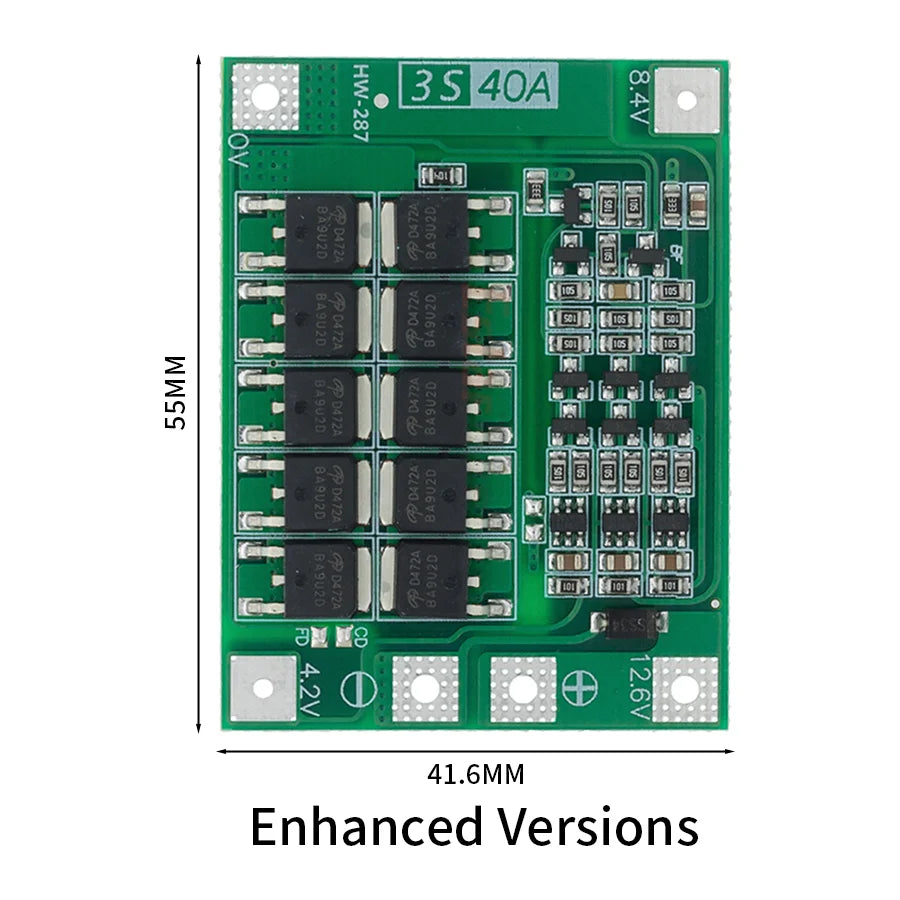 Li-ion Battery Protection Board 40A BMS for 18650 Cells ¨C Enhanced Balanced Version for DIY and Power Tools