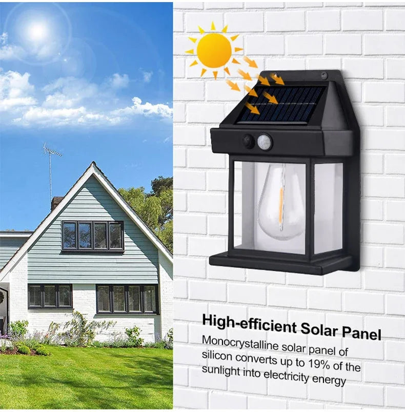 1-4PCS Solar Tungsten Filament Lamp Outdoor Waterproof Garden Wall Light Intelligent Induction Courtyard Villa Lighting Lantern