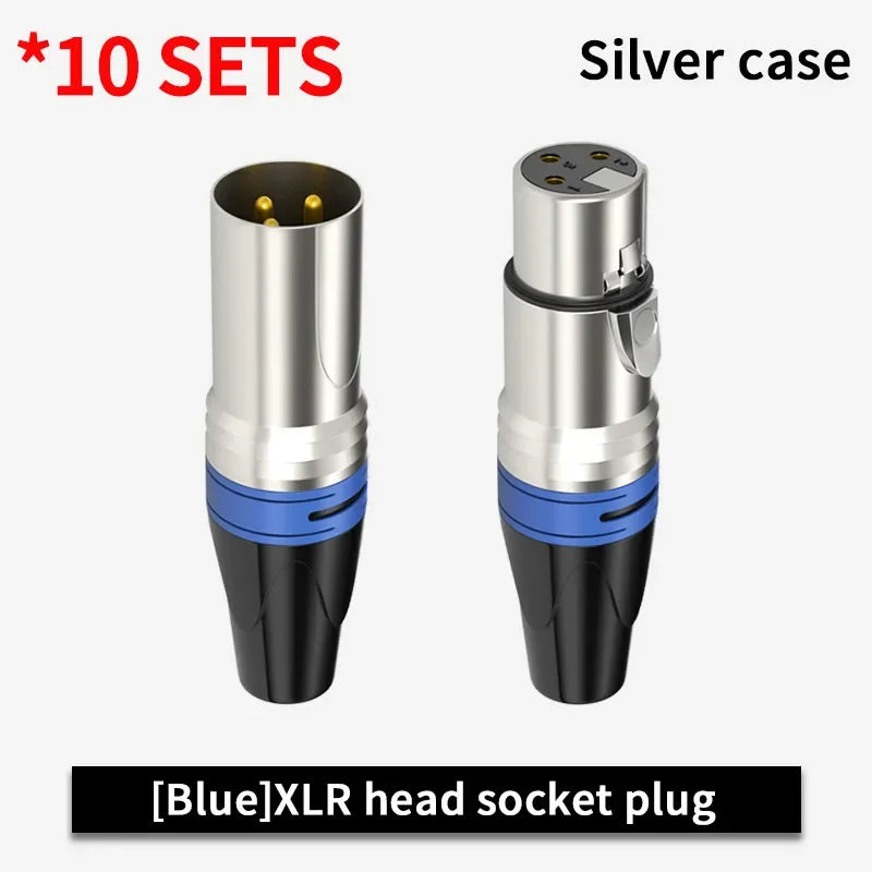 3Pin XLR Color Head Pure Copper Pin Male and Female Audio Microphone Connector Canon Welding Plug Socket