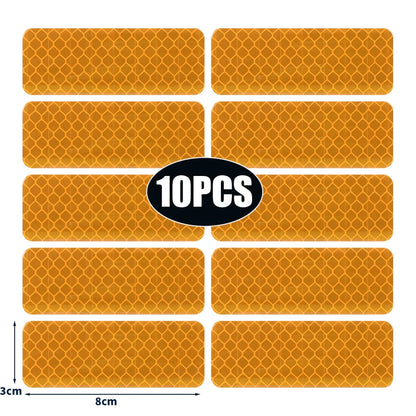 50/10pcs Car Bumper Reflective Stickers Reflective Warning Strip Tape Secure Reflector Stickers Decals Safety Warning 3*8CM