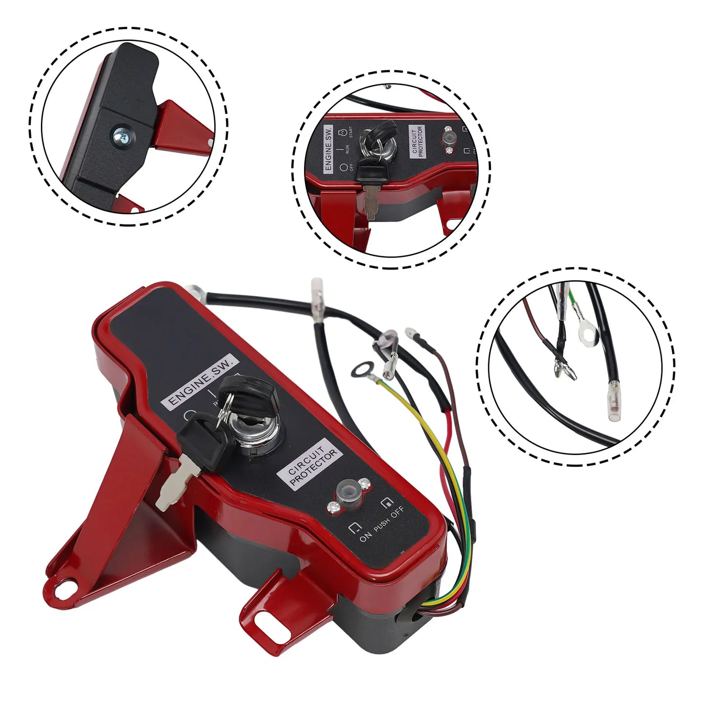 Engines Generator Pump Ignition Switch 168F/170F 188F/190F 20.5 X 7 Cm/8.07 \\\\\\\"x 2.76\\\\\\\" Iron Red+black Brand New