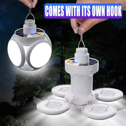 Portable LED Solar Camping Light Bulb Rechargeable Flashlight Waterproof Night Lamp Camping Supplies 5 Mode Adjustable with Hook
