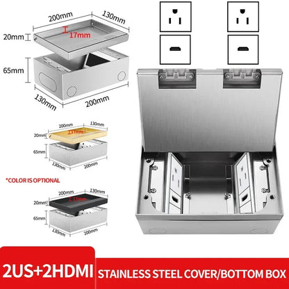 Hidden Inlaid Floor Socket Ultra-thin Design Built-in Multiple Power EU FR UN US AC Power Outlets and USB Charging Port