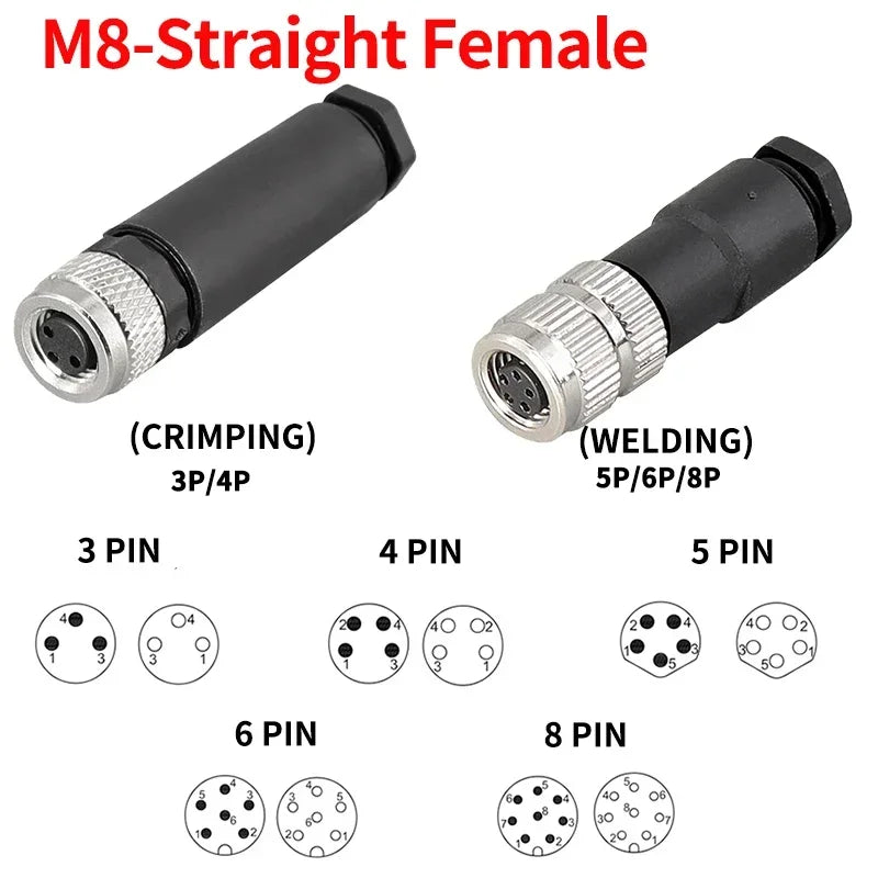 M8 Waterproof Aviation Connector Set 3–8 Pin Male Female Plug Socket for Proximity Sensor Straight Right Angle Flange Mount