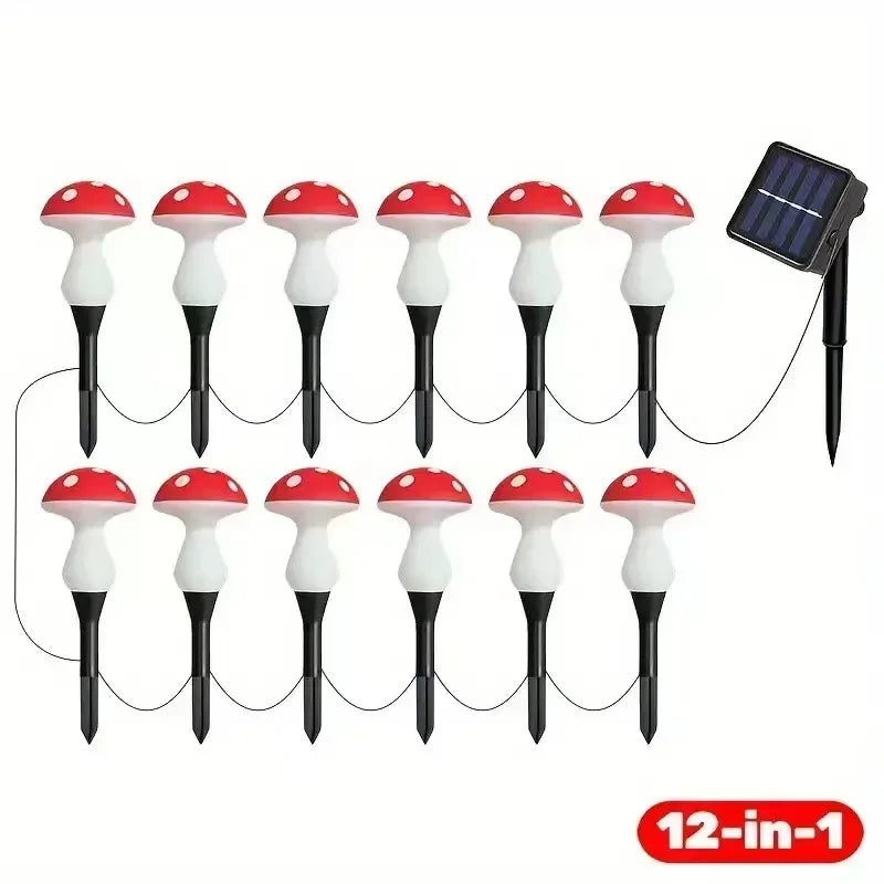 Solar Mushroom Lights Stake 8/12/20 Head Outdoor Garden Fairy Lights Christmas Wedding Party Yard Decoration
