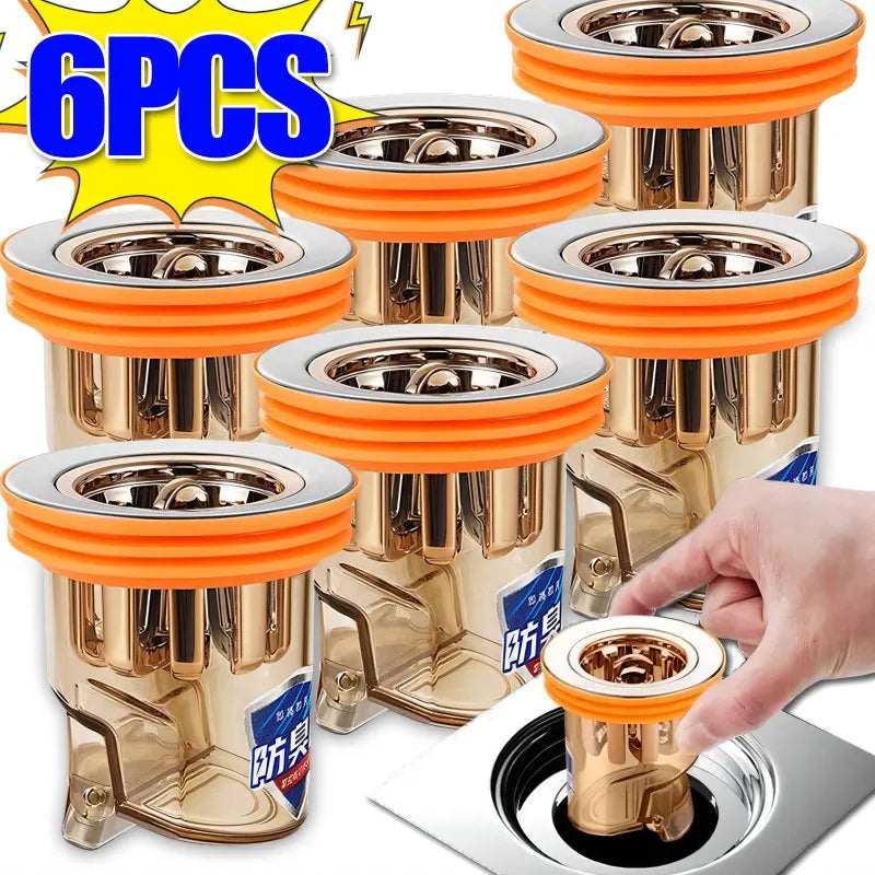 6/1PCS Gravity-Induction Floor Drain-Core Toilet Deodorant Anti-Odor No Smell Bathroom Toilet Sewer Shower Drain for Bathtub