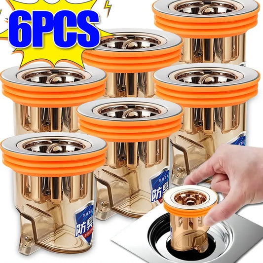 6/1PCS Gravity-Induction Floor Drain-Core Toilet Deodorant Anti-Odor No Smell Bathroom Toilet Sewer Shower Drain for Bathtub