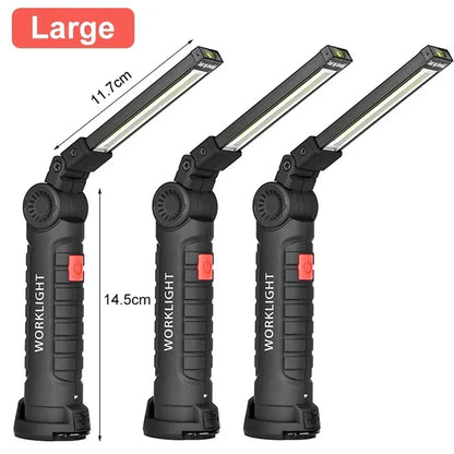 Portable COB LED Flashlight USB Rechargeable Work Light Torch
