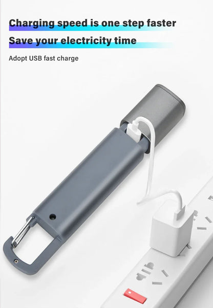 Portable Strong Light LED Zoom Flashlamp Built-in Battery USB Rechargeable with Hook Camping Hanging Lamp COB Side Lamp