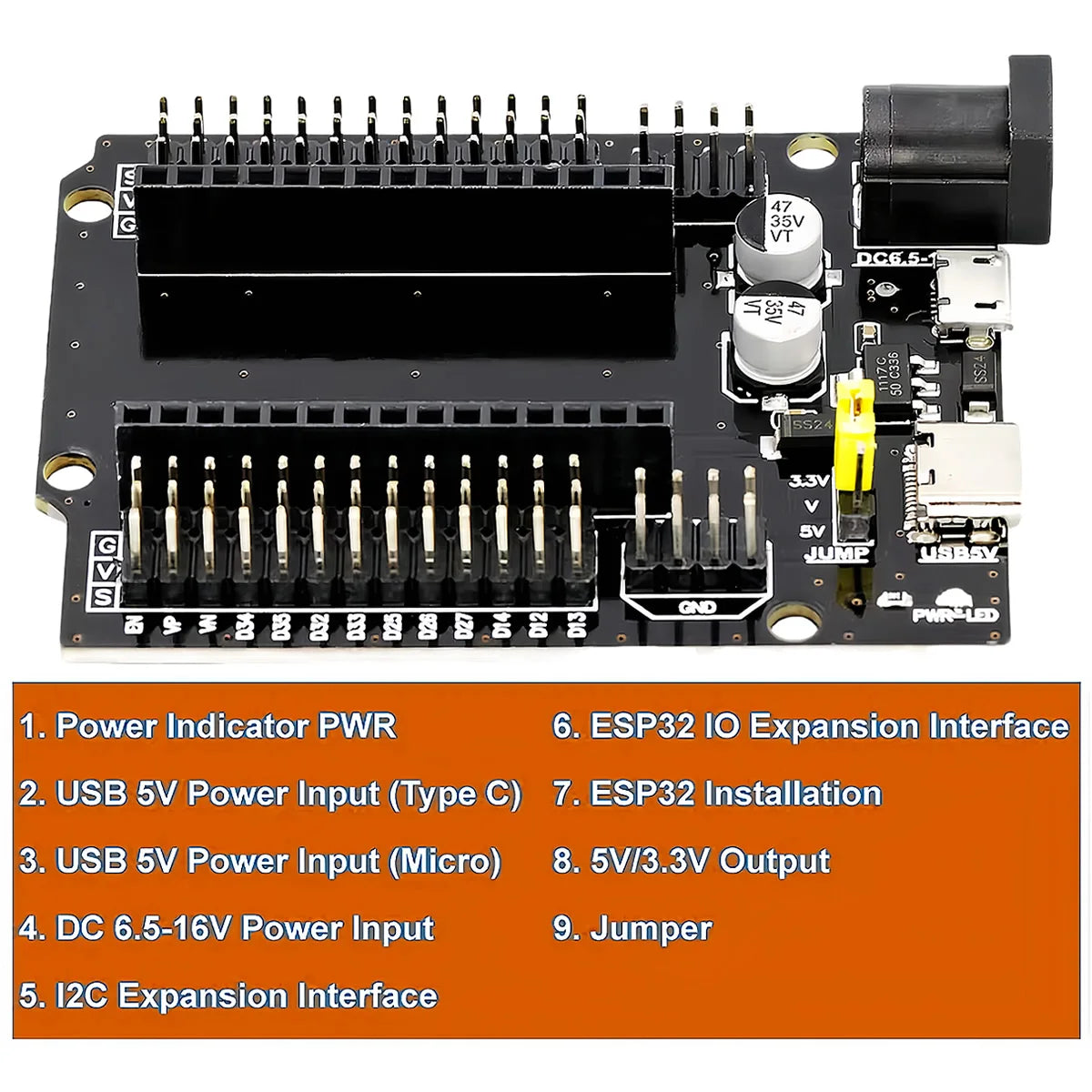 ESP32-WROOM-32 DEVKIT V1 Expansion Board 30P Power Module ESP32S Shield for Stable Development Projects