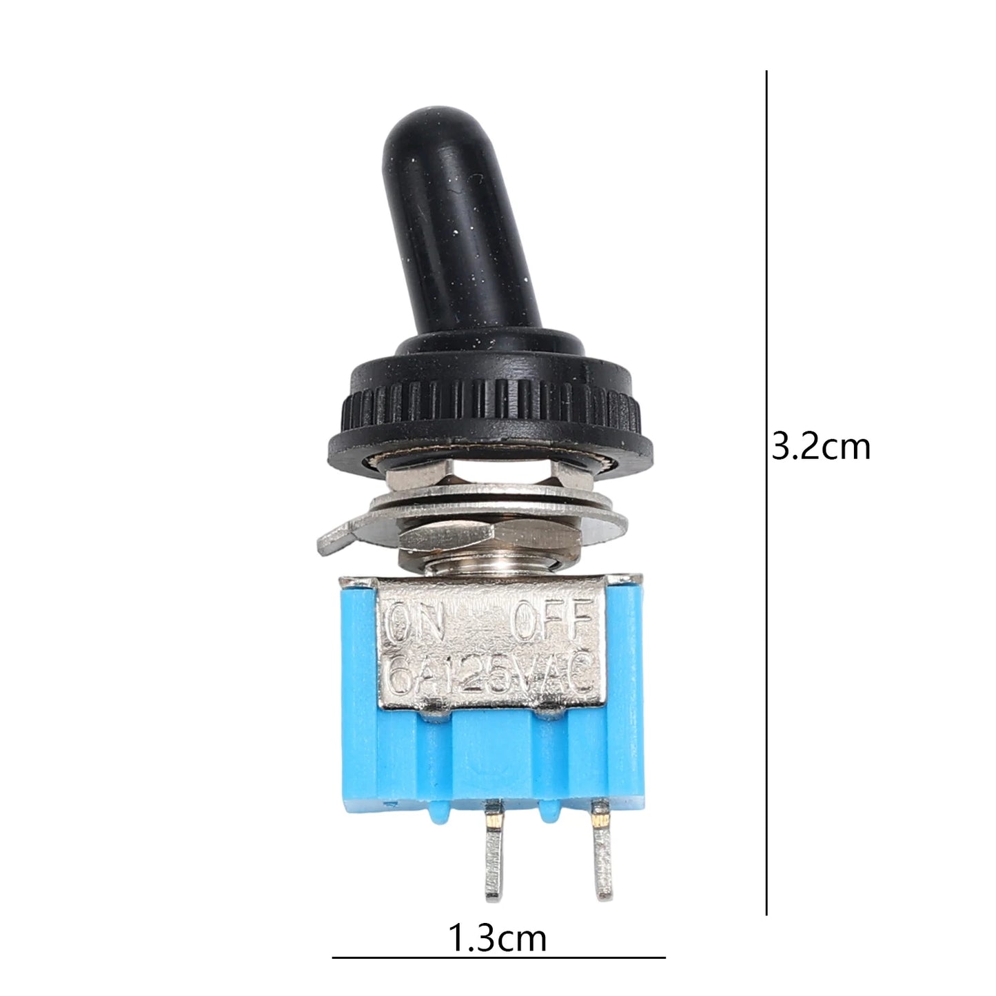 2/1pcs 2 Pin Mini Toggle Switch SPST 2 Position ON OFF Flat Handle Latching Switch for Car Truck with Solder Terminals