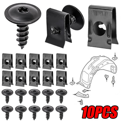 Auto Metal U-Shaped Spacers &amp; Self-Tapping Screws Kit — Car &amp; Motorcycle Body Panel Modification Accessories