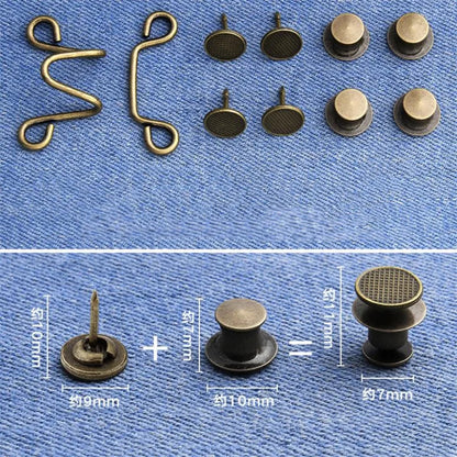 Adjustable Waist Extender Button Set for Jeans No-Sew Buckle 5/1Set