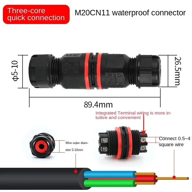 IP68 Waterproof Cable Connector I/T Type Junction Box 2-pin 3-pin 4-pin 5-pin Electrical Terminal LED Lights Wire Waterproof Box