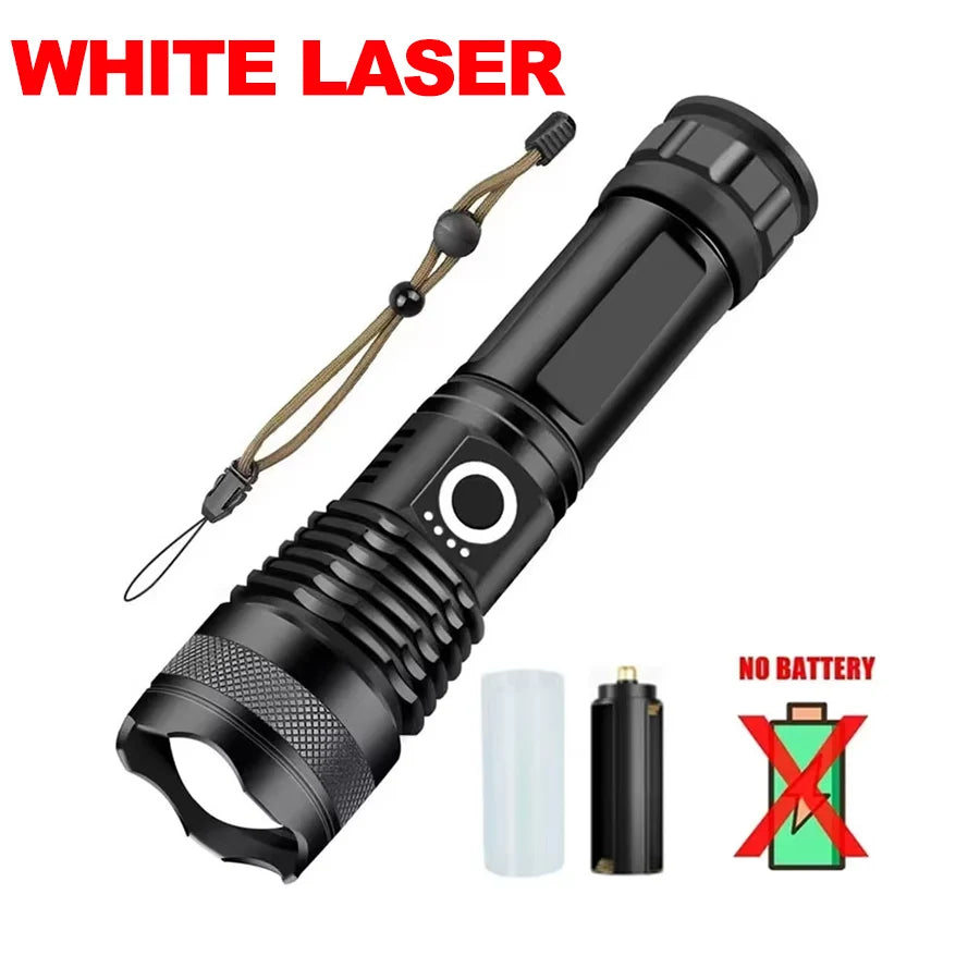 LED+COB Ultra Bright Flashlight Rechargeable 5mode Lamp Aluminum Alloy Zoomable Light Tactical Torch for Outdoor Camping Fishing