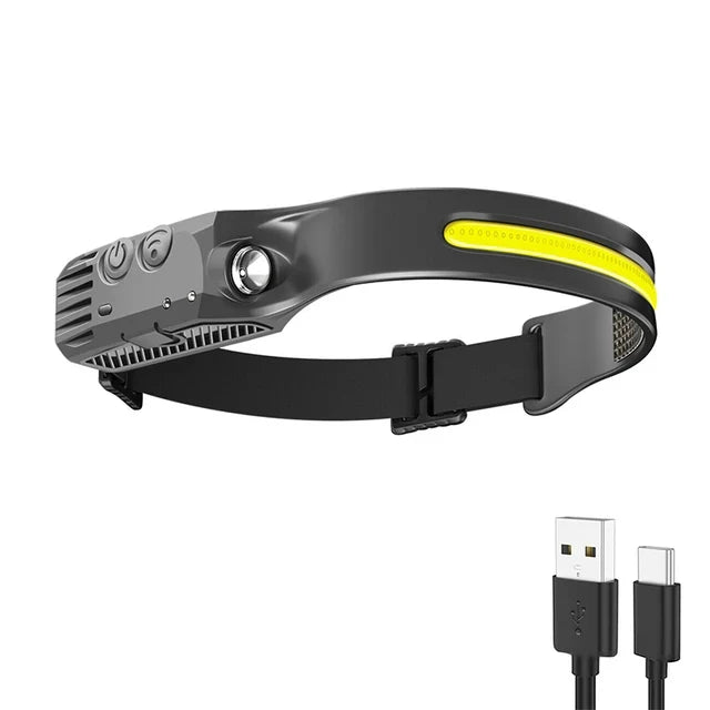 XPG+COB Zoom Induction Headlamp USB Rechargeable with 18650 Built-in Battery LED Head Torch Outdoor Camping Fishing Headlight