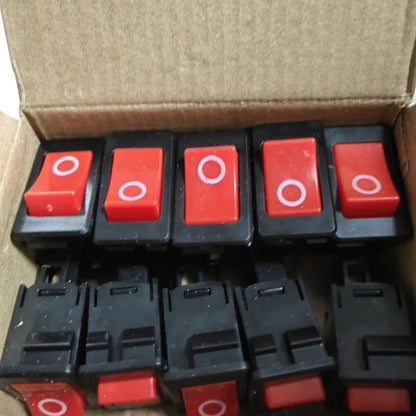 Mini Rocker Switch SPST Black and Red Snap in Switches Button AC 250V 3A / 125V 6A 2 Pin I/O 21*15mm on-off Switch Rocker