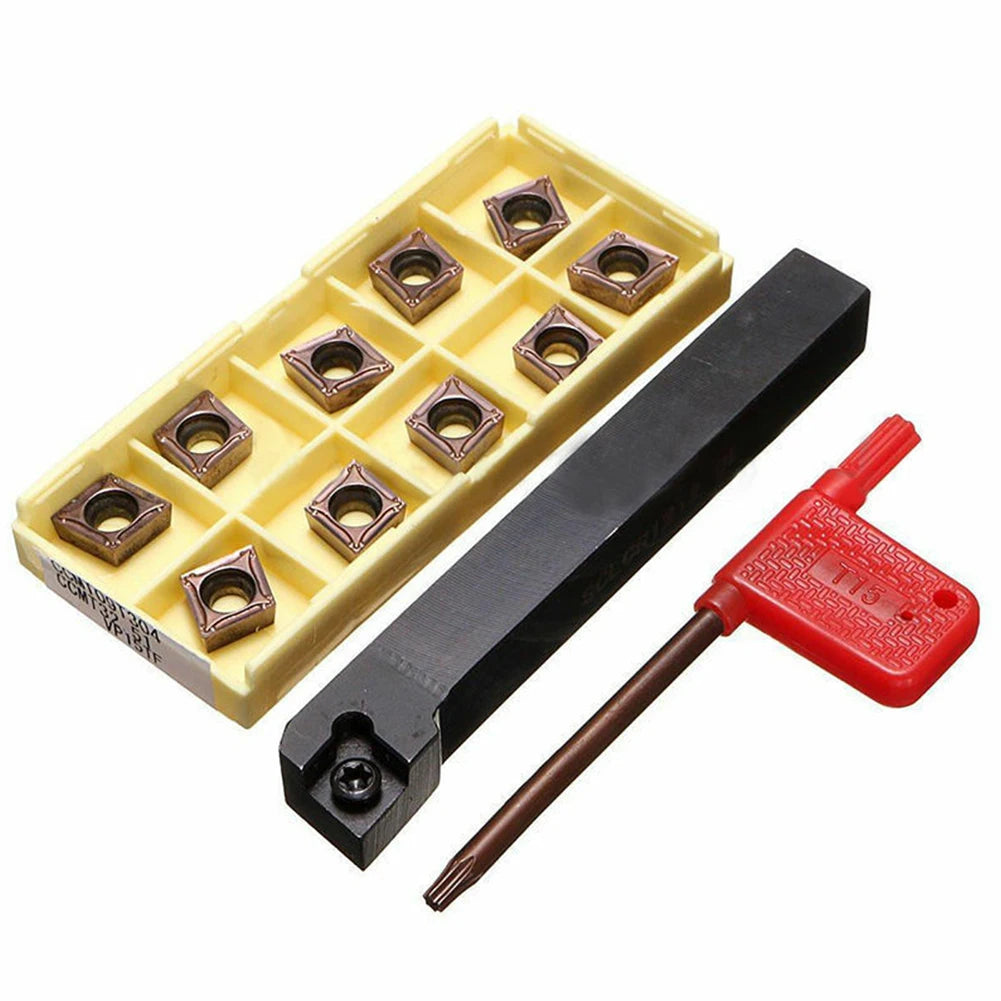 SCLCR1212H09 Holder Bracket Lathe Tool Cutter With 10pcs CCMT09T304-PM Insert 100mm Length 12mm Width Turning Tool Holder
