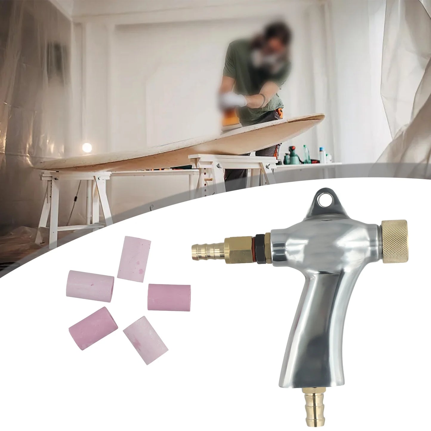 Multi Nozzle Sandblasting Tool Kit with 5 Ceramic Nozzles for Rust and Paint Removal on Metal and Glass with Ergonomic Design