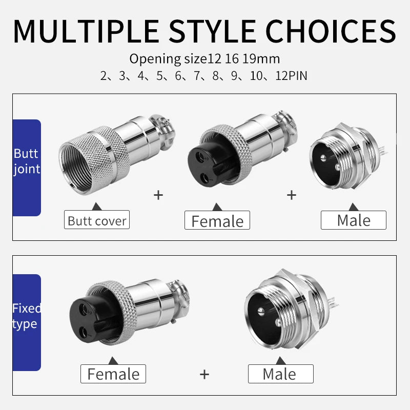 GX12 2/3/4/5/6/7 Pin Male & Female Docking Aviation Plug & Socket Circular Waterproof Thread Butt Joint Connector