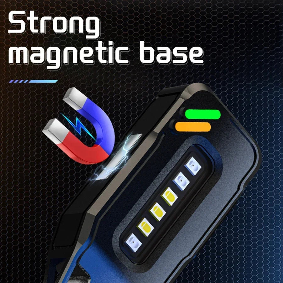 Portable LED Flashlights Rechargeable Work Light COB Magnetic Floodlight with Pen Clip Headlamp Outdoor Camping Fishing Torch