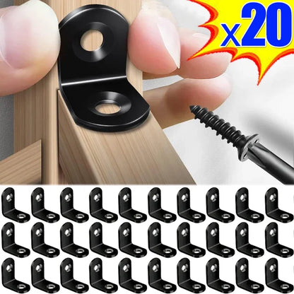 10/20pcs Stainless Stee L Bracket Corner Braces Joint Right Angle Bracket Fastener L-shaped Joints Support Bracket with Screw