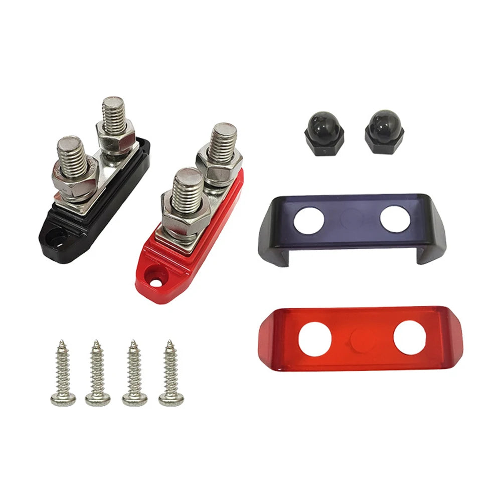 12V-48V Bus Bar M8 M10 DC Bus Bar Stainless Steel Studs Polycarbonate Plastic Cover Power Distribution For Yachts