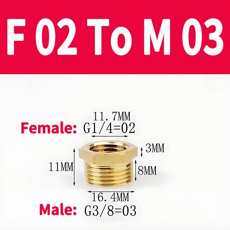 Brass BSP Reducing Hexagon Bushing Adapter Fitting Male to Female Connector for Fuel Water Gas Oil 1/8" 1/4" 3/8" 1/2" 3/4" 1"