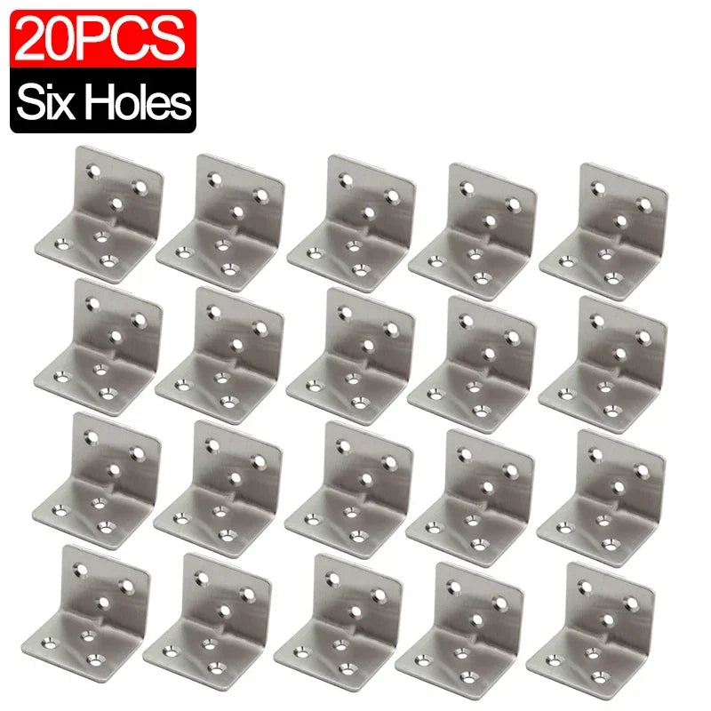 Universal Stainless Steel 90 Degree Corner Bracket Right Angle Fixed Bracket for Wood Furniture Bedframe Cabinet Accessories