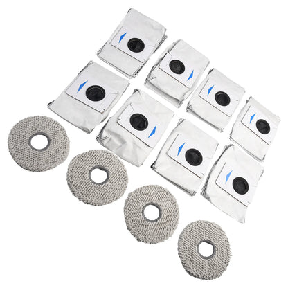 Set of 8 Dust Bags and 4 Wiping Cloths for Deebot For T20 For Omni X1 For Omni 8 Robot Vacuum Cleaner Protective Accessories