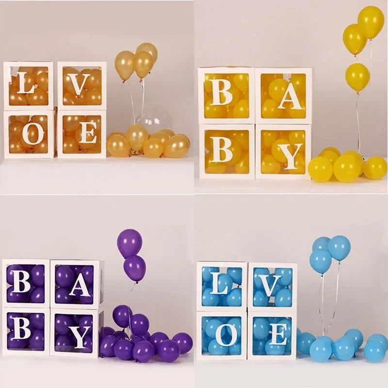 27/25cm Custom Transparent Letter Box A-Z Baby Shower Girl 1st Birthday Party Decoration Kids Wedding Birthday Balloon DIY Box