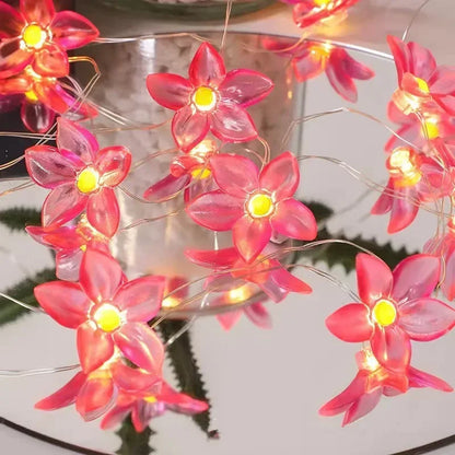 20LED Lily Fairy Lights Pink Blue Flower Garland Battery Operated 1M 2M String Lamps for Christmas Wedding Outdoor Decor