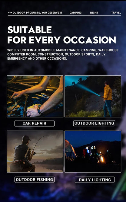 1/2Pack Super Bright Flashlight USB Rechargeable LED Long Range Tactical Torch Lamp Outdoor Waterproof Camping Fishing Lantern