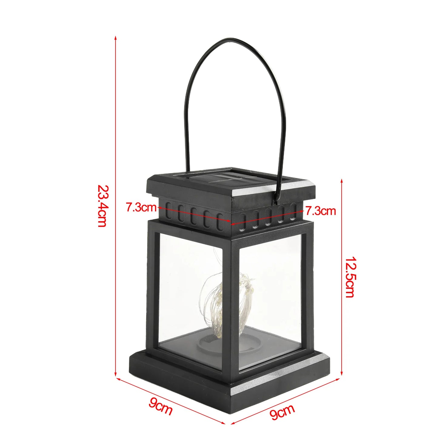 1pc LED Lantern Lamp Outdoor Garden Warm Light Waterproof Solar Powered Golden Copper Wire Hanging Lightweight