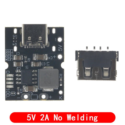 Type-C USB 5V 2A Boost Converter Step-Up Power Module with Lithium Battery Charging and Protection, LED Display
