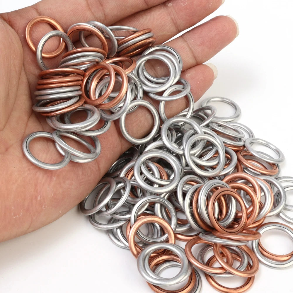 200/10pcs Car Oil Pan Drain Gasket Drainage Bolt Pad Aluminum/ Copper Oil Drain Plug Gasket Cars Accessories for Volkswagen Audi