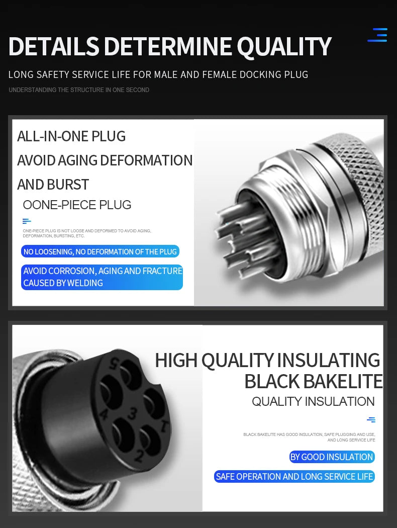 1PCS GX16 Auto Waterproof Connector 2-10 Pins with Power Cable Line Socket Plug — Suitable for Industrial Machinery and Equipment