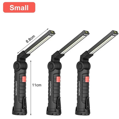 Portable COB LED Flashlight USB Rechargeable Work Light Torch
