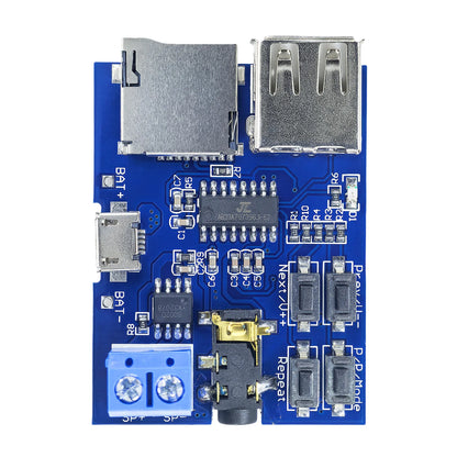 TF Card and USB MP3 Decoder Player Module with Amplifier, 3.7-5.5V Power, Micro USB/Type-C Input
