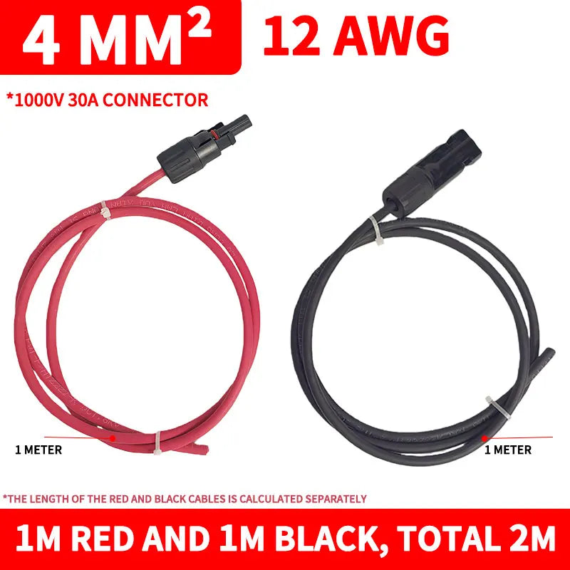 PV1-F Solar Extension Cable 2.5mm² 1/2/3/5/10M Waterproof DC Connector Male Female Pair IP67 for Photovoltaic System