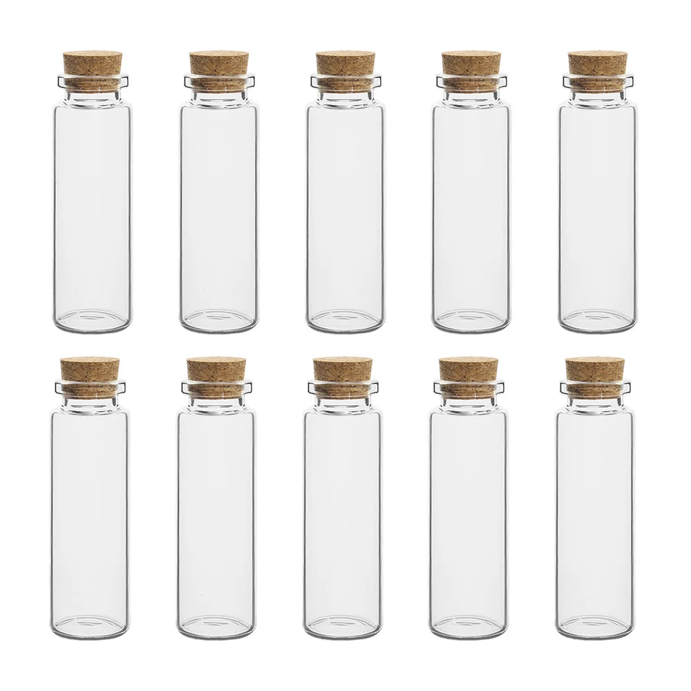 Mini Glass Bottles with Cork Stoppers — 5ml to 20ml Vials, 10pcs